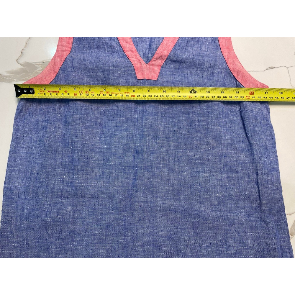 Sigrid Olsen Chambray Linen Dress S Blue Sleeveless V-neck Coastal Preppy - Picture 5 of 6